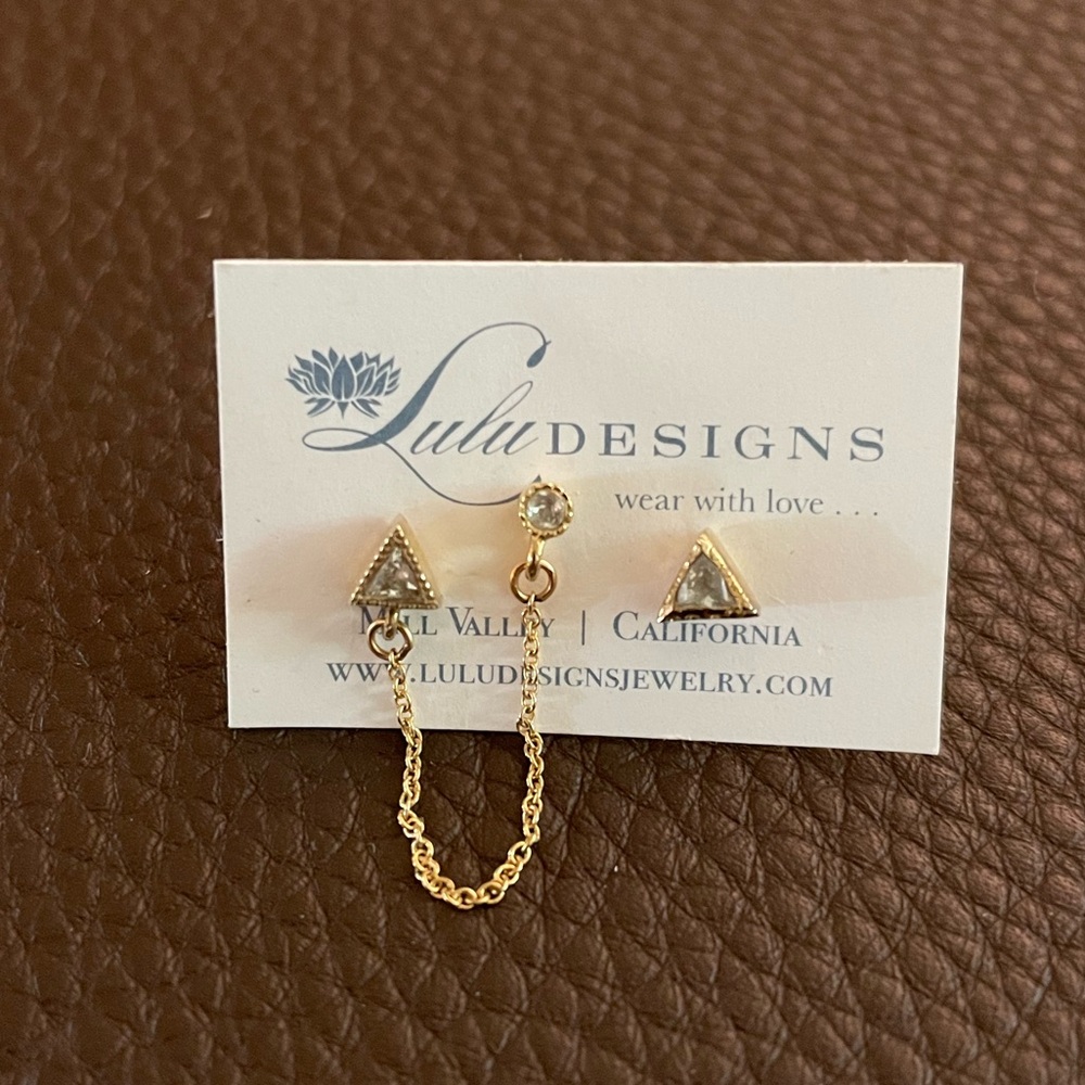 Lulu Designs Gold Vermeil Gold over Sterling Silver Topaz Asymmetrical Earrings